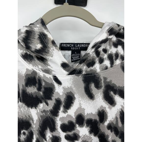 French Laundry Sport Womens Animal Print Long Sleeve Hoodie Top NEW Size Large - Picture 4 of 11